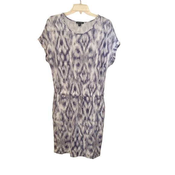 Hilary Radley Women's Dress Size M Purple White IKAT Drawstring - Picture 1 of 7
